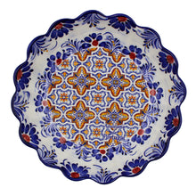 Load image into Gallery viewer, Traditional Blue and Orange Tile Azulejo Floral Ceramic Salad Bowl
