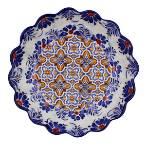 Traditional Blue and Orange Tile Azulejo Floral Ceramic Salad Bowl