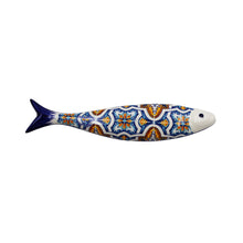 Load image into Gallery viewer, Blue and Orange Tile Azulejo Decorative Ceramic Portuguese Sardine, Small
