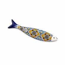 Load image into Gallery viewer, Portuguese Ceramic Small Sardine Wall Decor, Orange Azulejo Tile Design
