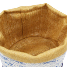 Load image into Gallery viewer, Blue &amp; White Sardeine Bread Basket with Burlap Interior
