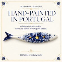 Load image into Gallery viewer, Hand-Painted Portuguese Ceramic Sardine Wall Decor, Blue &amp; Yellow Floral Design
