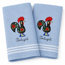 Load image into Gallery viewer, Portuguese Rooster Blue Tea Towels – Set of 2, 100% Cotton Kitchen Towels (23.5" x 19.5")

