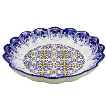 Load image into Gallery viewer, Traditional Blue and Yellow Tile Azulejo Floral Ceramic Salad Bowl
