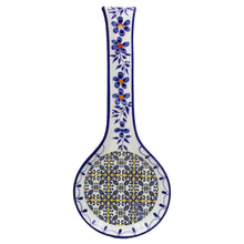 Load image into Gallery viewer, Traditional Blue Yellow Tile Azulejo Decorative Ceramic Spoon Rest, Utensil Holder
