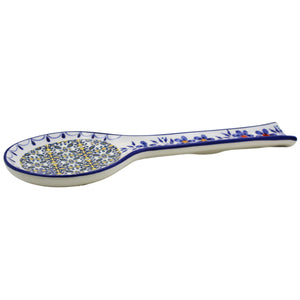 Traditional Blue Yellow Tile Azulejo Decorative Ceramic Spoon Rest, Utensil Holder
