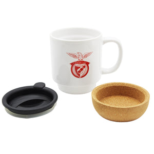 Officially Licensed Benfica Travel Mug with Removable Cork Bottom and Keychain Set