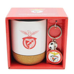 Officially Licensed Benfica Travel Mug with Removable Cork Bottom and Keychain Set