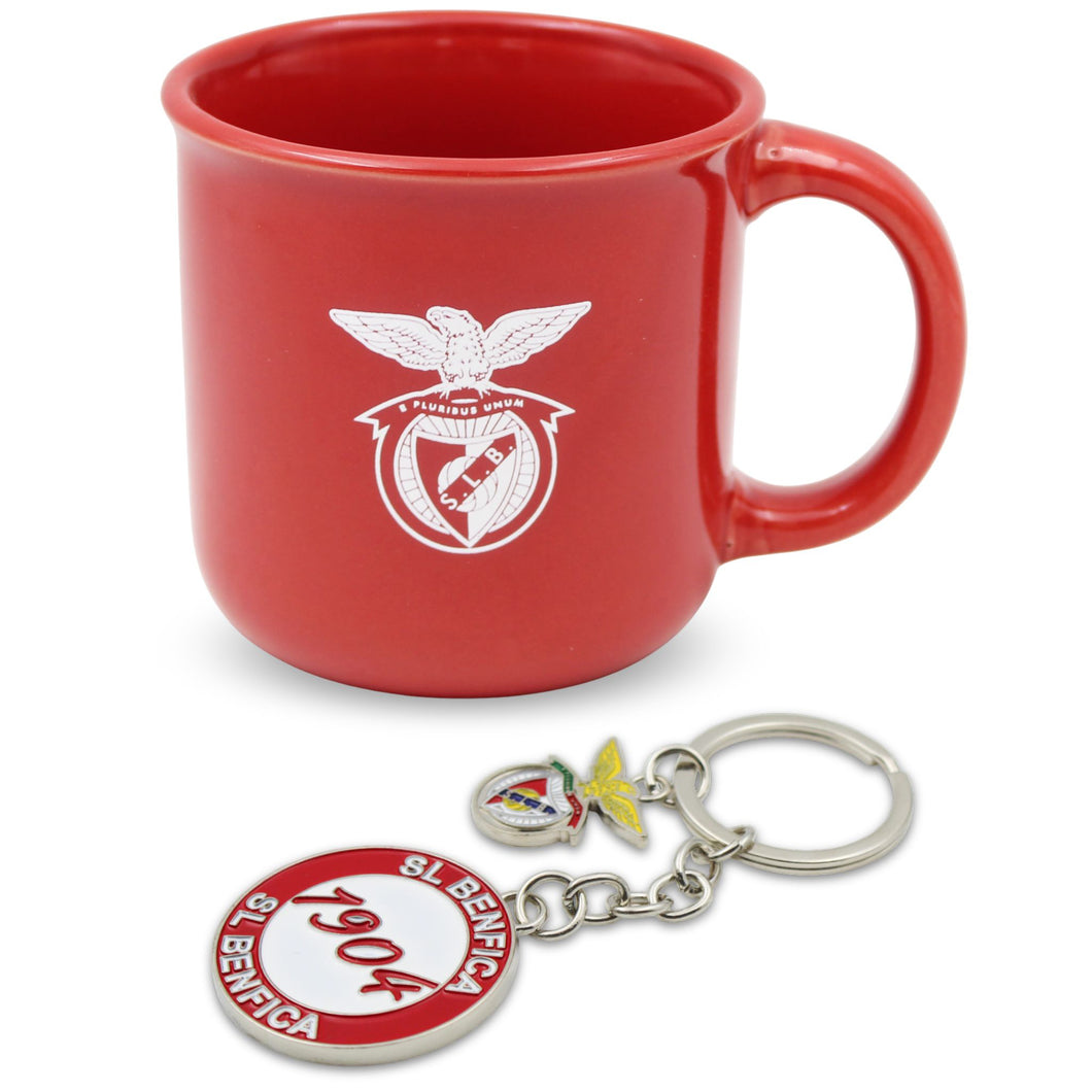 Benfica Mug & Keychain Set – Official SLB Red Ceramic Cup and 1904 Metal Keychain in Gift Box