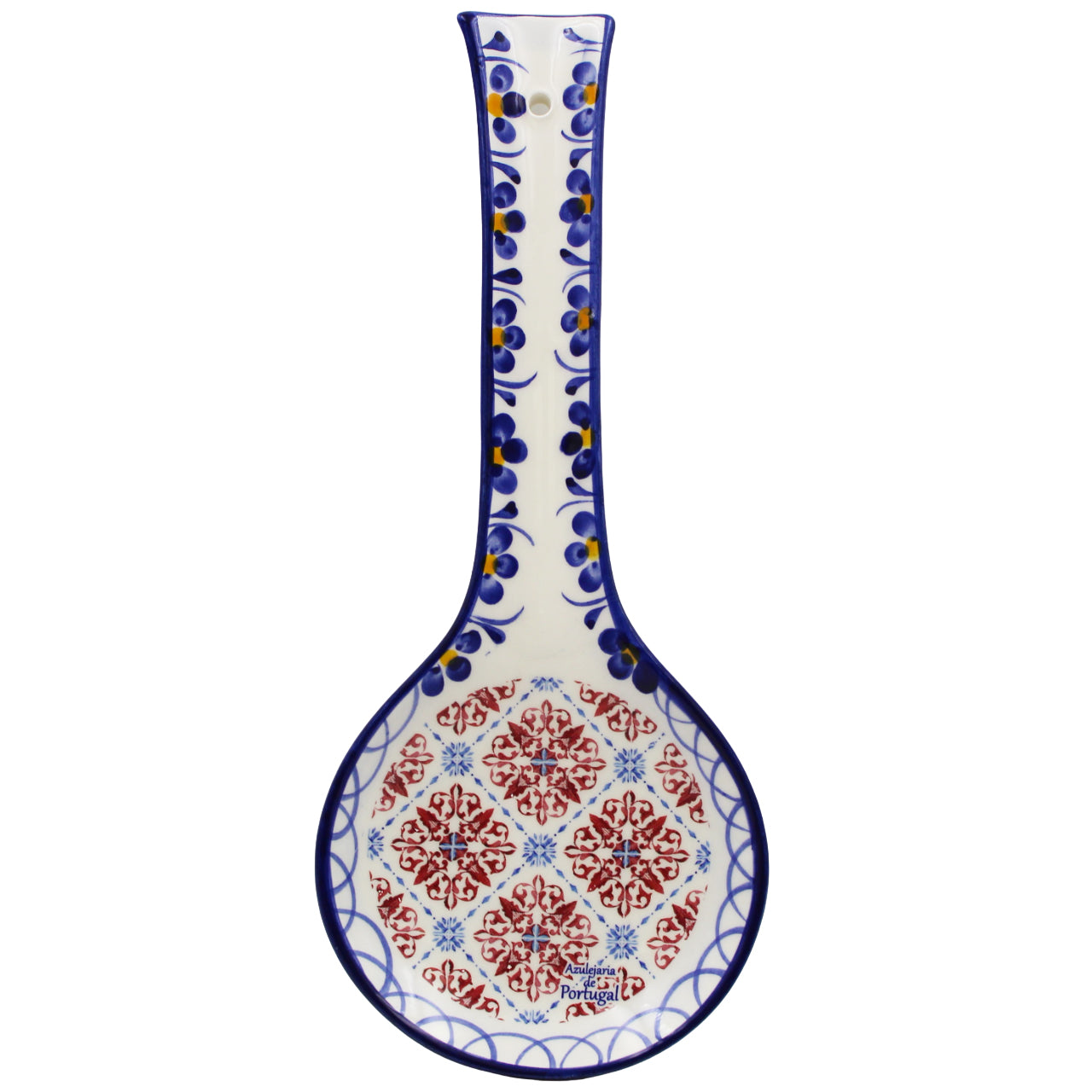 Traditional Tile Azulejo Blue & Red Ceramic Spoon Rest Utensil Holder ...