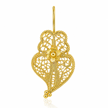 Load image into Gallery viewer, Brincos Coração de Viana Filigree Earrings – Gold Plated 925 Sterling Silver (S)
