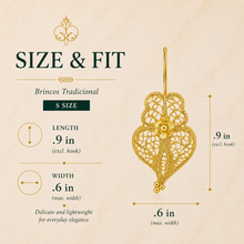 Load image into Gallery viewer, Brincos Coração de Viana Filigree Earrings – Gold Plated 925 Sterling Silver (S)
