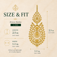 Load image into Gallery viewer, Brincos Rainha Filigree Earrings – Gold Plated 925 Sterling Silver (L)
