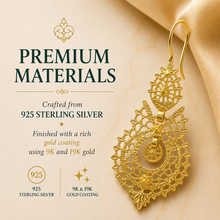 Load image into Gallery viewer, Brincos Rainha Filigree Earrings – Gold Plated 925 Sterling Silver (S)
