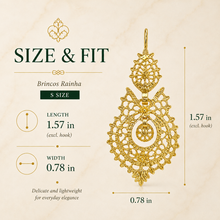 Load image into Gallery viewer, Brincos Rainha Filigree Earrings – Gold Plated 925 Sterling Silver (S)
