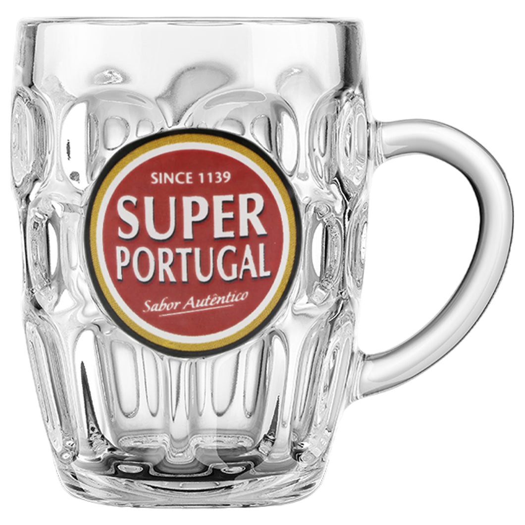 Super Portugal Clear Glass Beer Mug, 16 oz.