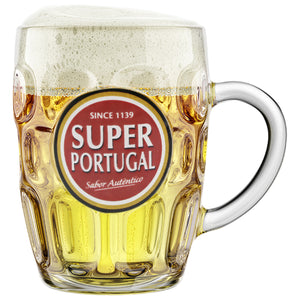 Super Portugal Clear Glass Beer Mug, 16 oz.