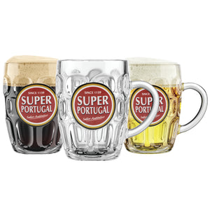 Super Portugal Clear Glass Beer Mug, 16 oz.