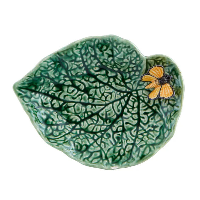 Bordallo Pinheiro Countryside Leaves Begonia Leaf with Butterfly
