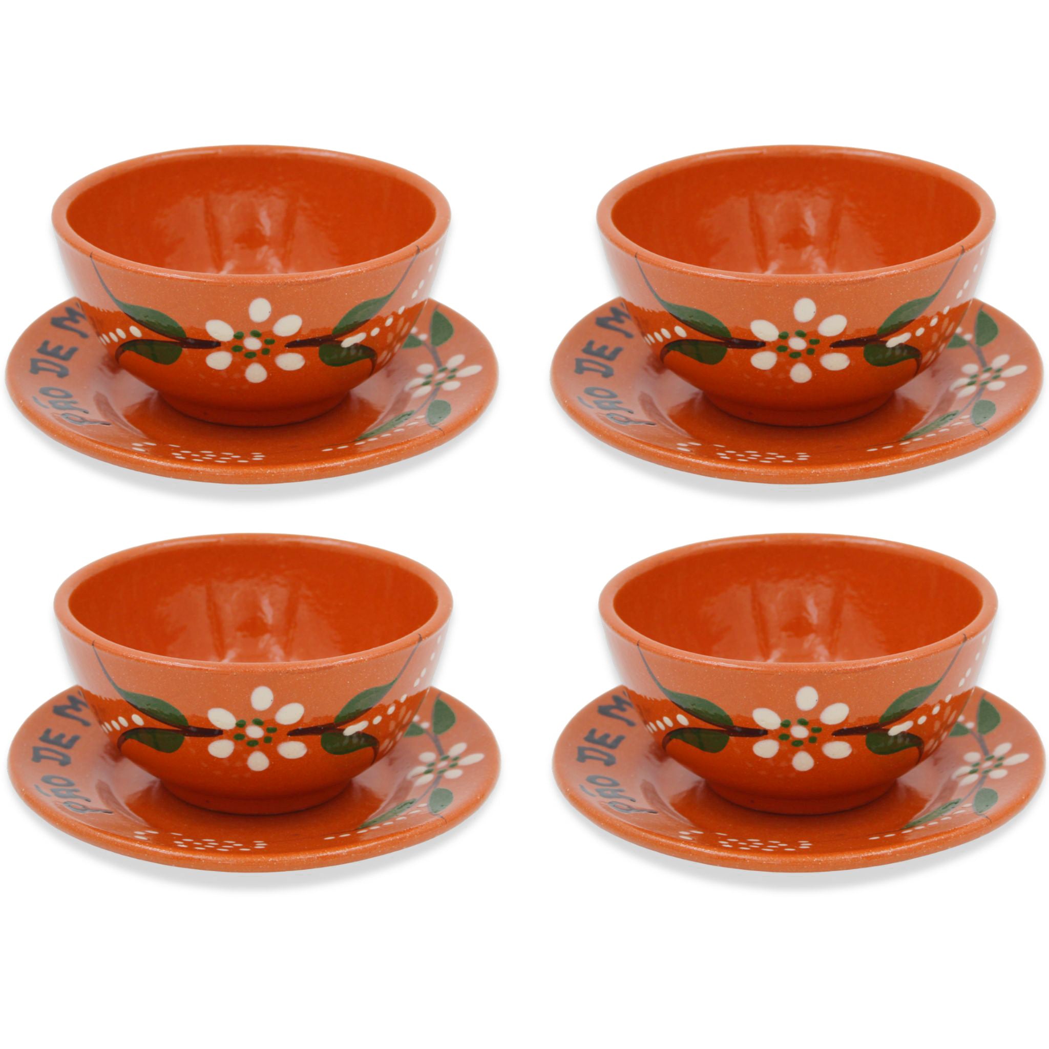 Hand-Painted Portuguese Caldo Verde Terracotta Soup Bowls with