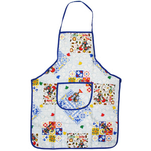 Portuguese Kitchen Apron with Barcelos Rooster and Azulejo Tile Design with Front Pocket