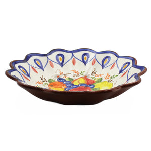 Hand-Painted Portuguese Pottery Clay Terracotta Fruits Salad Bowl