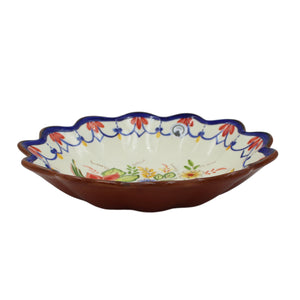 Hand-Painted Portuguese Pottery Clay Terracotta Floral Salad Bowl