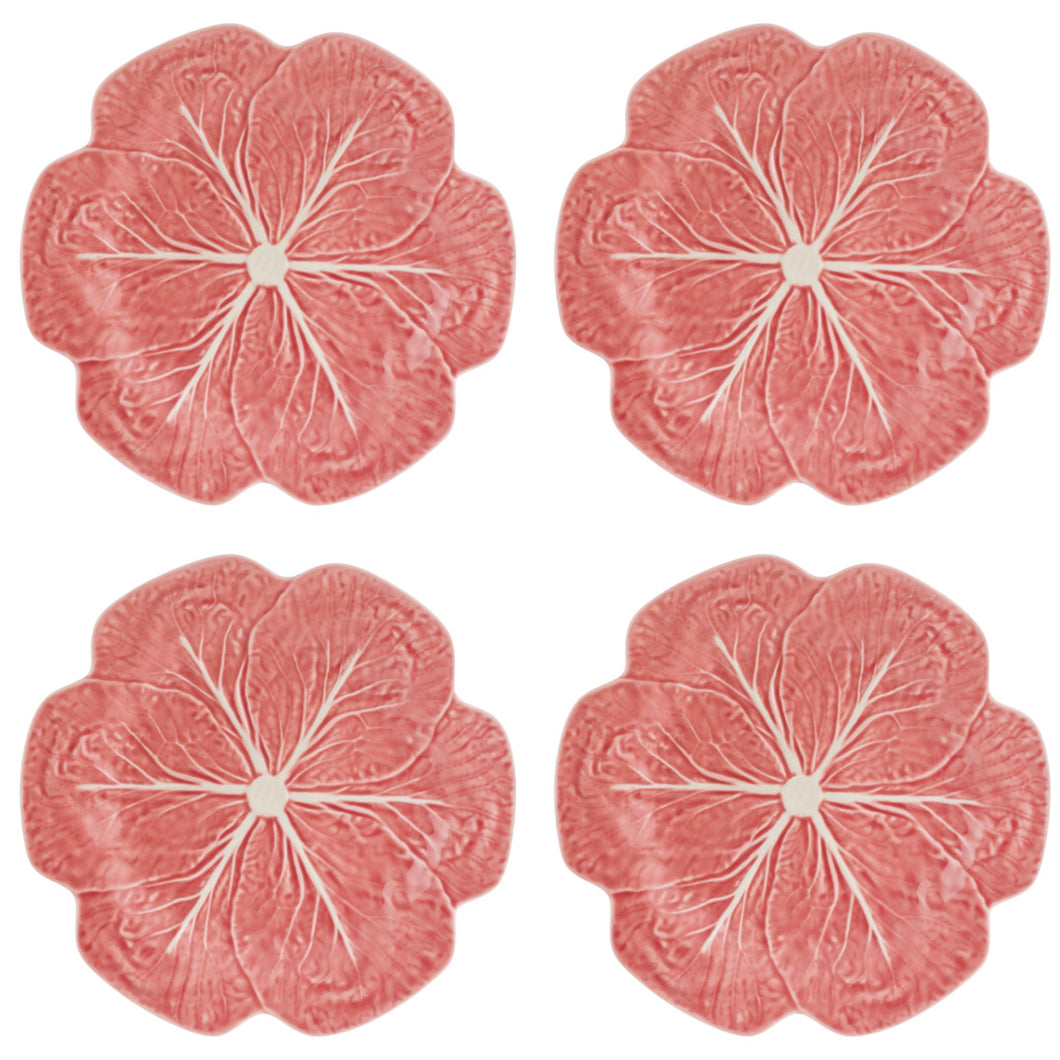 Bordallo Pinheiro Cabbage Pink Dinner Plate, Set of 4