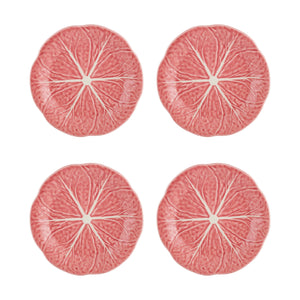 Bordallo Pinheiro Cabbage Pink Dessert Plate, Set of 4