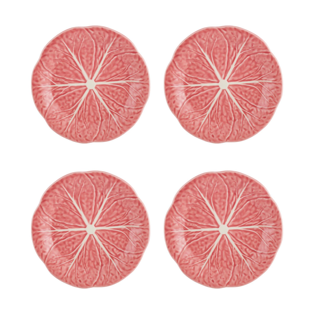 Bordallo Pinheiro Cabbage Pink Dessert Plate, Set of 4