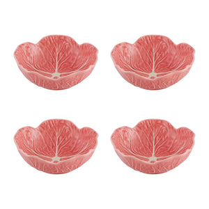 Bordallo Pinheiro Cabbage Pink Cereal Bowl, Set of 4