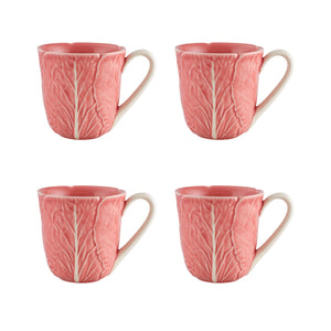 Bordallo Pinheiro Cabbage Pink Mug, Set of 4