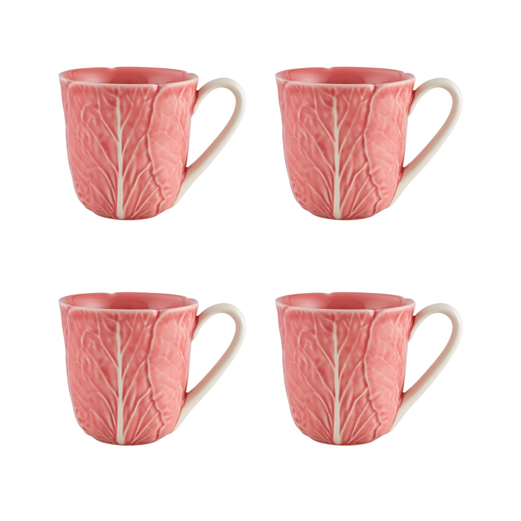 Bordallo Pinheiro Cabbage Pink Mug, Set of 4