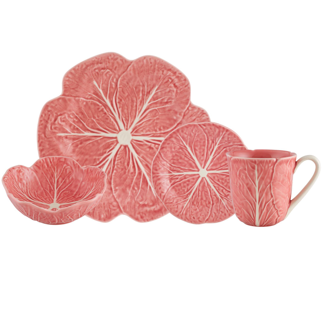 Bordallo Pinheiro Cabbage Pink 4 Piece Dinnerware Set