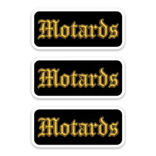 Load image into Gallery viewer, Portuguese Biker Motards Gold Lettering Stickers, Set of 3
