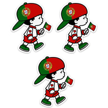 Load image into Gallery viewer, Portuguese Boy with Flag &amp; Hat Stickers, Set of 3
