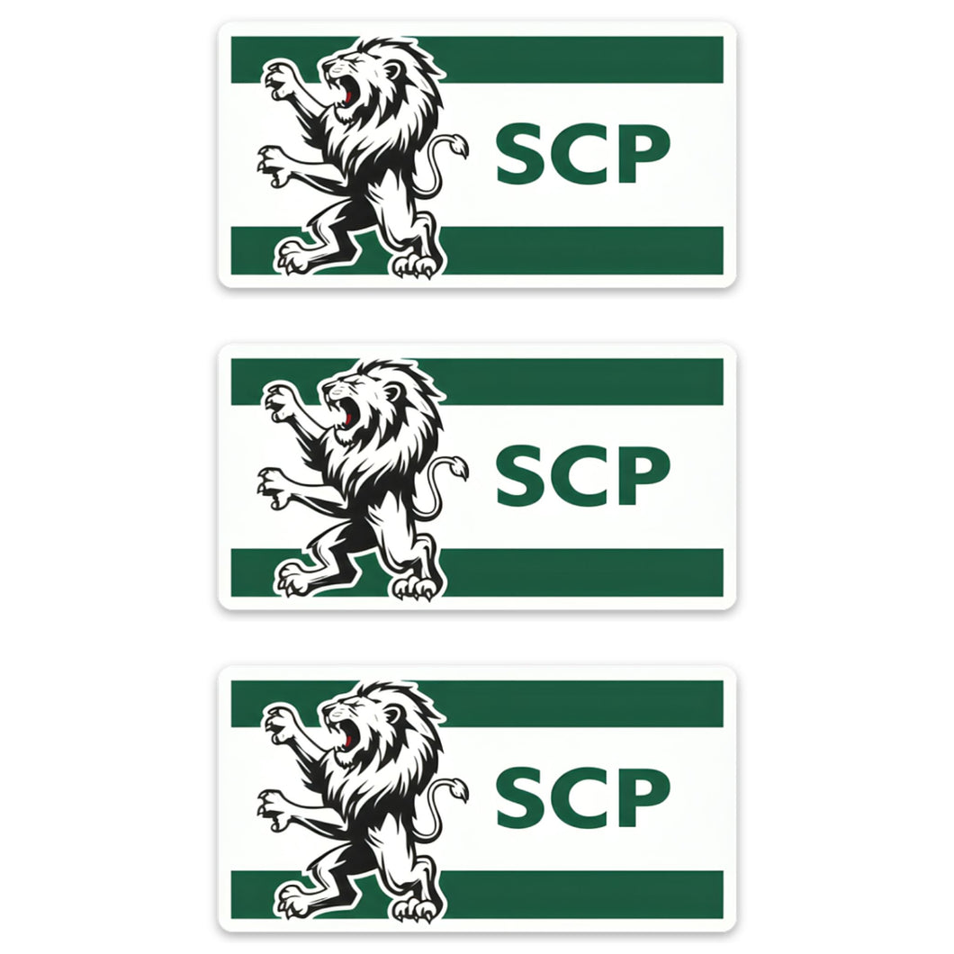 Sporting CP Lion Stickers – SCP Green & White Design, Set of 3