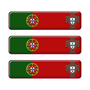 Portugal Rectangular Flag Domed Stickers – FPF Design, Set of 3