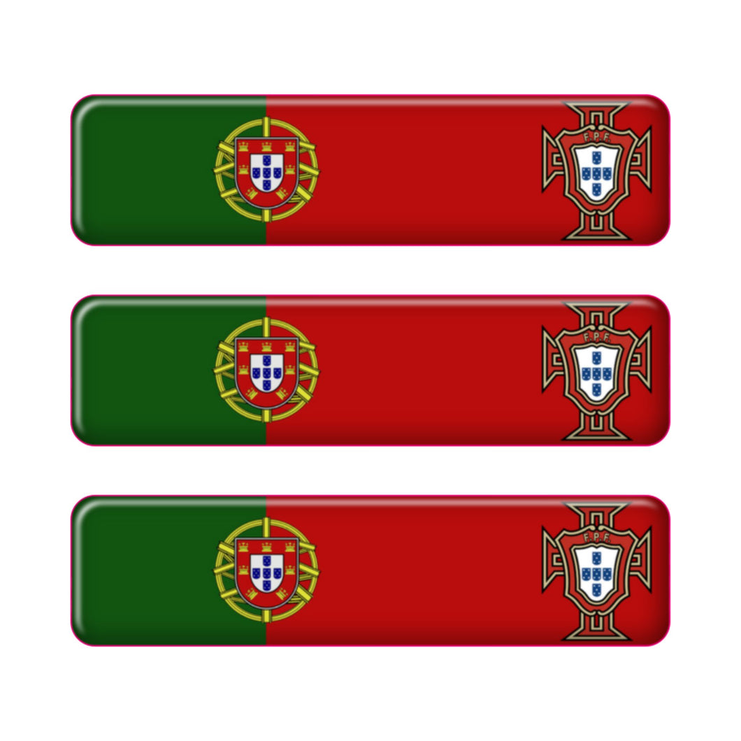 Portugal Rectangular Flag Domed Stickers – FPF Design, Set of 3