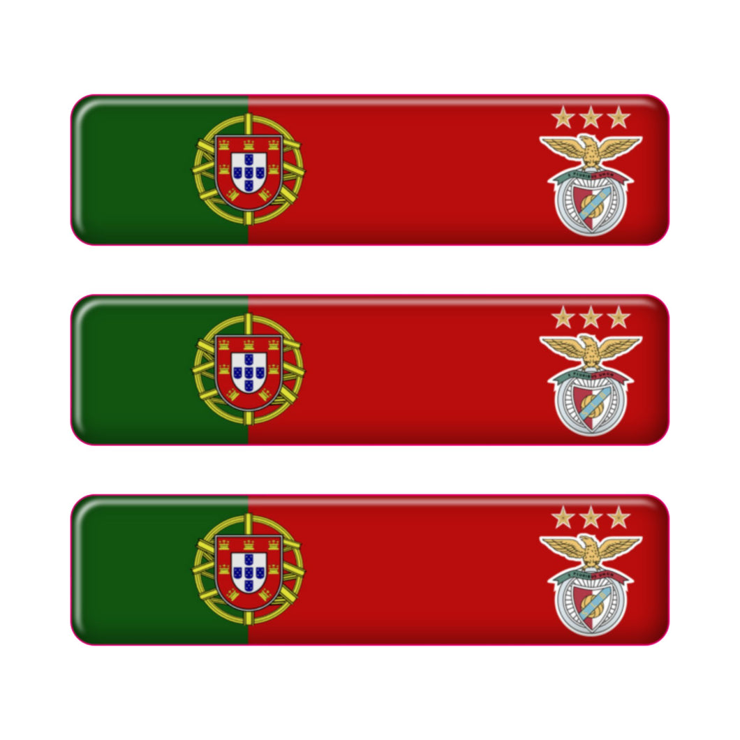 Portugal Rectangular Flag Domed Stickers – SL Benfica Design, Set of 3