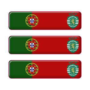 Portugal Rectangular Flag Domed Stickers – Sporting CP Design, Set of 3