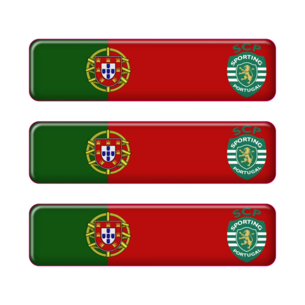 Portugal Rectangular Flag Domed Stickers – Sporting CP Design, Set of 3