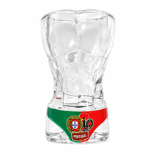 Load image into Gallery viewer, Portugal Speedo Shot Glass Set of 2 – Curved Glass Design with Flag, Crest &amp; Barcelos Rooster
