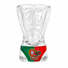 Load image into Gallery viewer, Portugal Speedo Shot Glass Set of 2 – Curved Glass Design with Flag, Crest &amp; Barcelos Rooster

