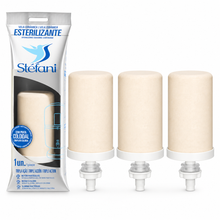 Load image into Gallery viewer, Stefani Sterilizing Ceramic Water Filter Cartridge Set – Triple Action Filtration with Activated Carbon &amp; Silver (3 Pack)

