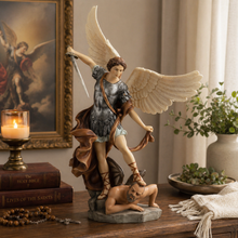 Load image into Gallery viewer, St. Michael the Archangel Statue – Catholic Resin Figurine with Sword, 15”
