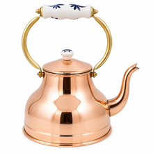 Load image into Gallery viewer, Handcrafted Portuguese Copper Tea Kettle with Tin-Lined Interior &amp; Ceramic Handle
