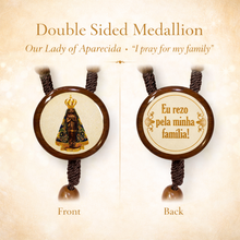 Load image into Gallery viewer, Handcrafted Our Lady of Aparecida Rosary, Natural Wood Beads, Bronze Corpus Crucifix, Catholic Gift
