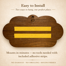 Load image into Gallery viewer, St. Benedict Wooden Key Holder Antique Brass Medals &amp; Hooks – Catholic Home Wall Organizer (6.5" x 3.5")
