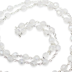 Our Lady of Fatima Rosary – 8mm Clear Faceted Crystal Beads with Silver Tone Crucifix